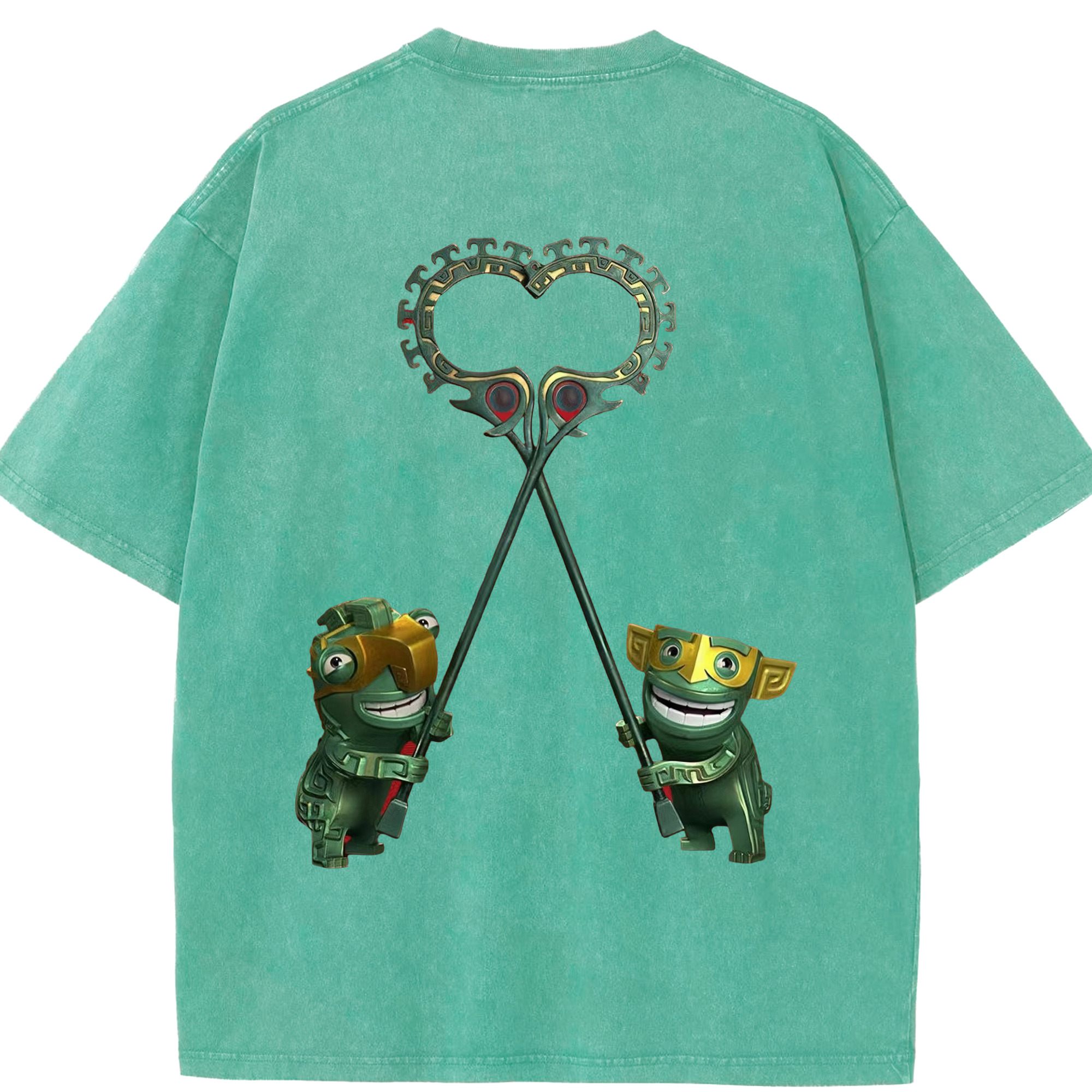 （画像用） Ne Zha 2 ナタ 魔童の大暴れ 綿100% ヴィンテージ風 半袖Tシャツ（背面プリント）